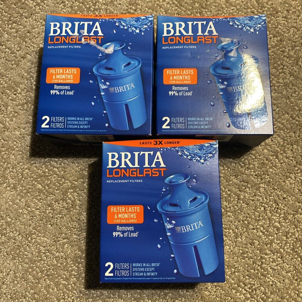 Brita Longlast Replacement Filters for Pitchers Dispensers Lot Of 6